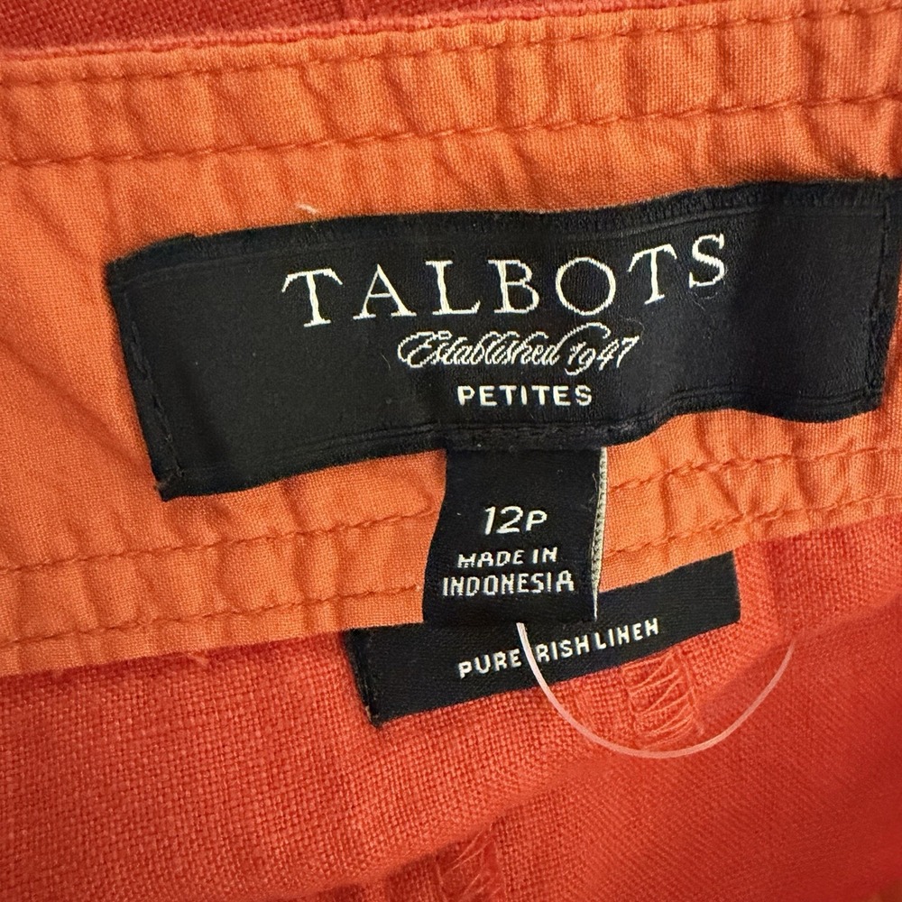 Talbots Rust Orange Drawstring Linen-Blend Skirt - Picture 7 of 12